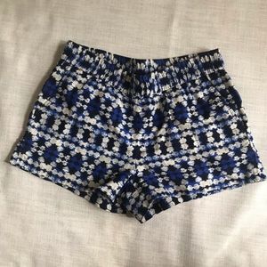 J Crew Boardwalk pull-on shorts blue black ikat